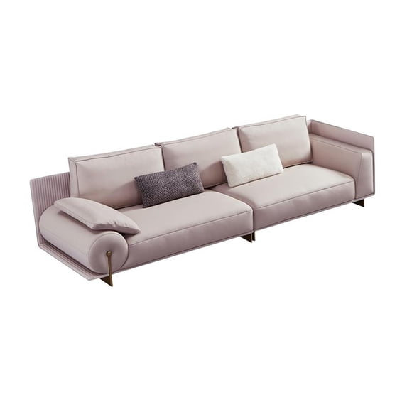 American Eagle Furniture 120.5" 4-Seater Modern Genuine Leather Sofa in Gray