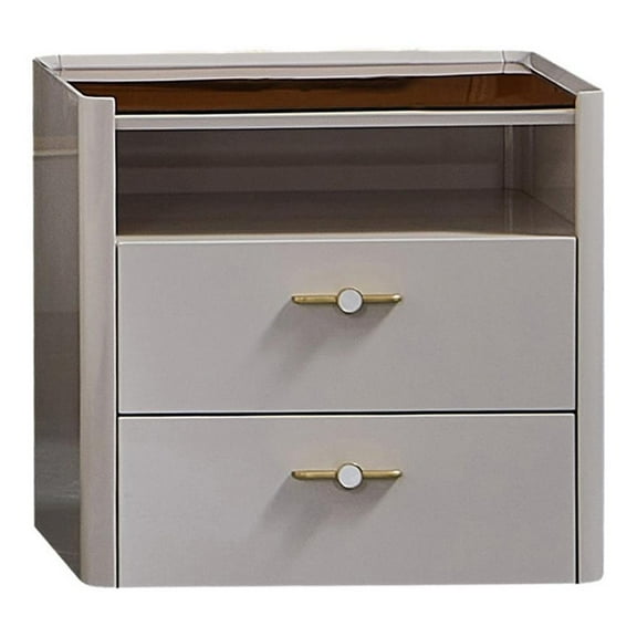 American Eagle Furniture 2-Drawer Faux Marble Nightstand in Cream