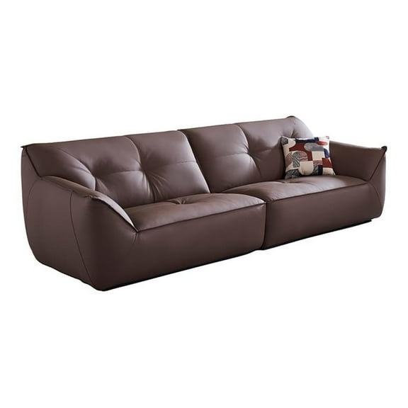 American Eagle Furniture 2-Piece Full Leather and Metal Sofa in Dark Chocolate