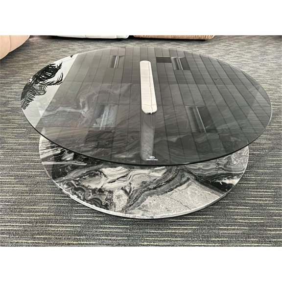 American Eagle Furniture Faux Marble & Wood Coffee Table in Black/White