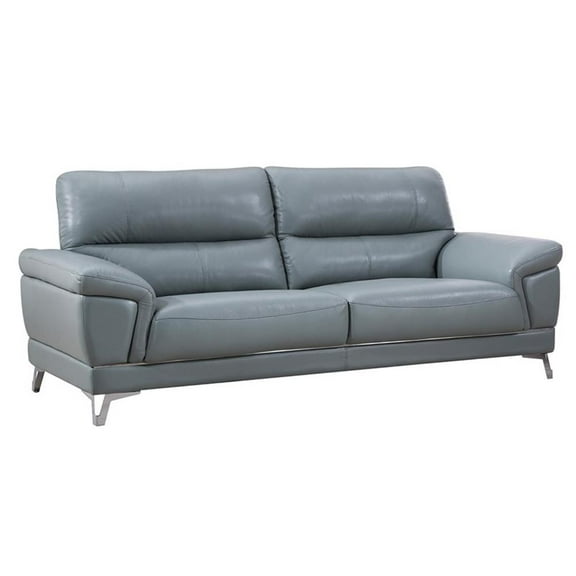 American Eagle Furniture Top Grain Leather Sofa in Light Gray Blue