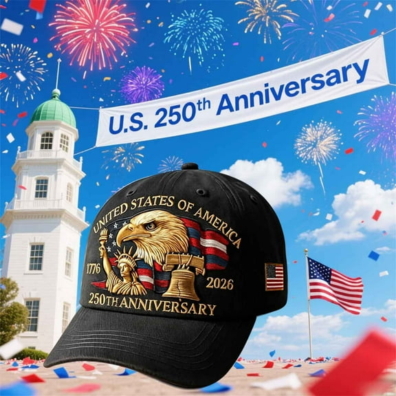 American Eagle Hat, United States 250th Anniversary Hat, Marine Corps 250th Anniversary Hat, Adjustable Bald Eagle Printed Patriotic Marine Corp Cap Veterans Hat -Embroidery Black