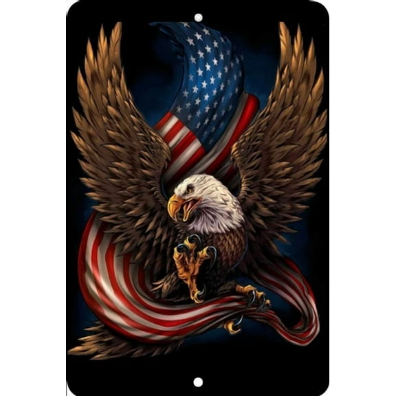 American Eagle, Home Sign, Home Decor Metal Aluminum, Usa, Black