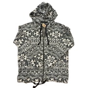 American Eagle Junior Womens Black and White Zip-Up Sweater Jacket with Hood Small