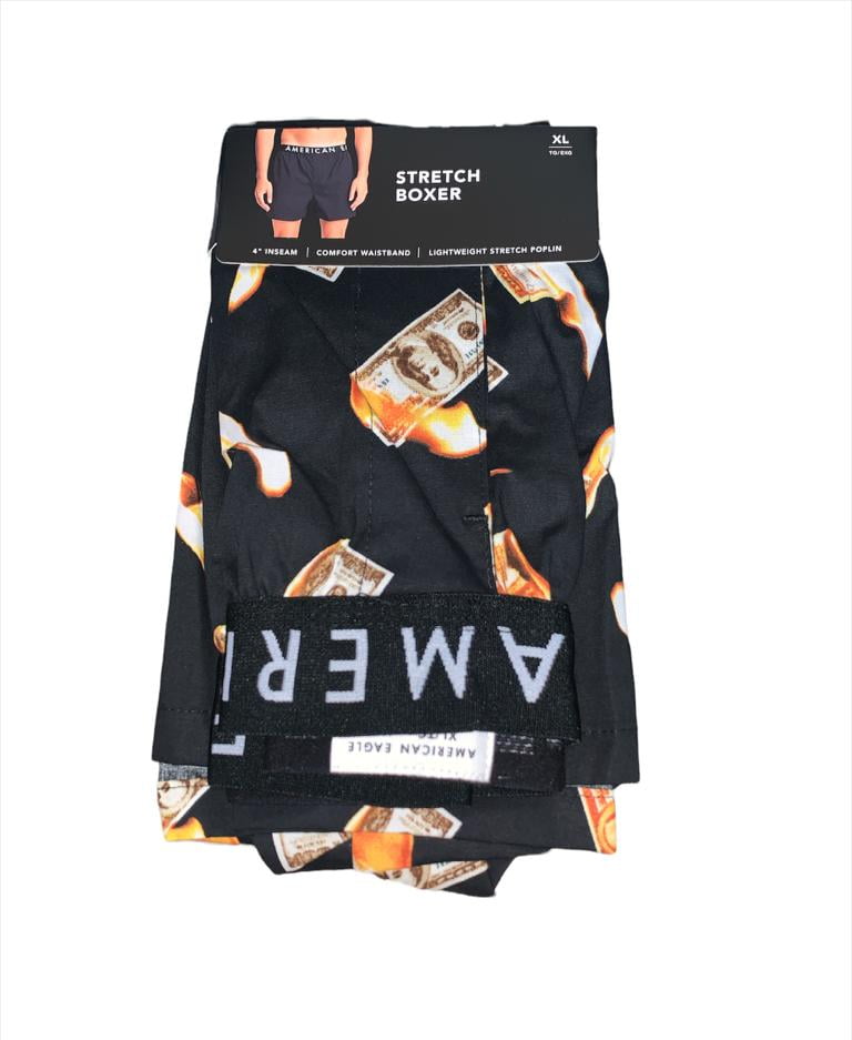 American Eagle Men's Black 3 Packs Special Bills Stretch Boxer, XXL
