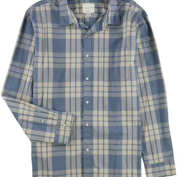 American Eagle Mens Classic Button Up Shirt, Blue, Small