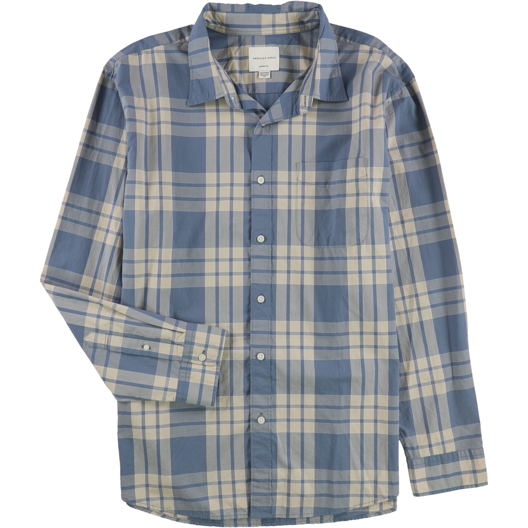 American Eagle Mens Classic Button Up Shirt, Blue, X-Small - Walmart.com