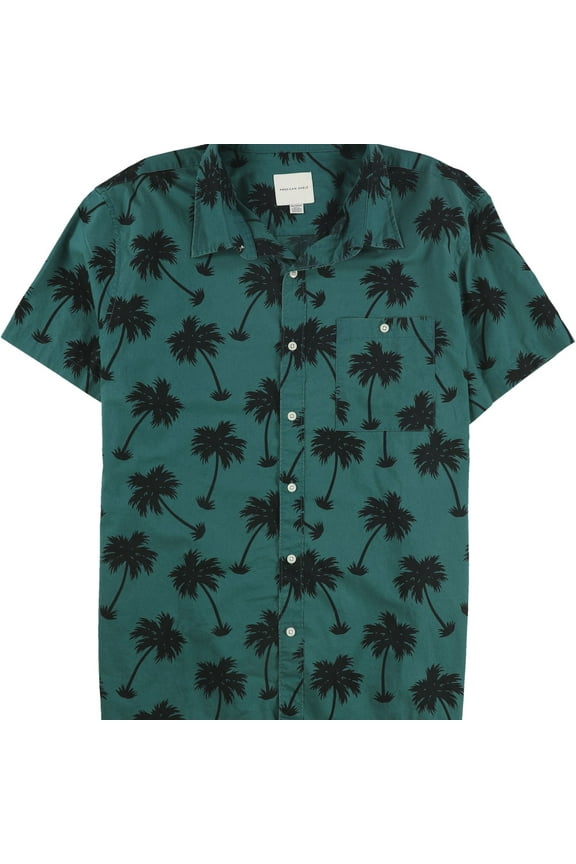 American Eagle Mens Floral Button Up Shirt, Green, XX-Large