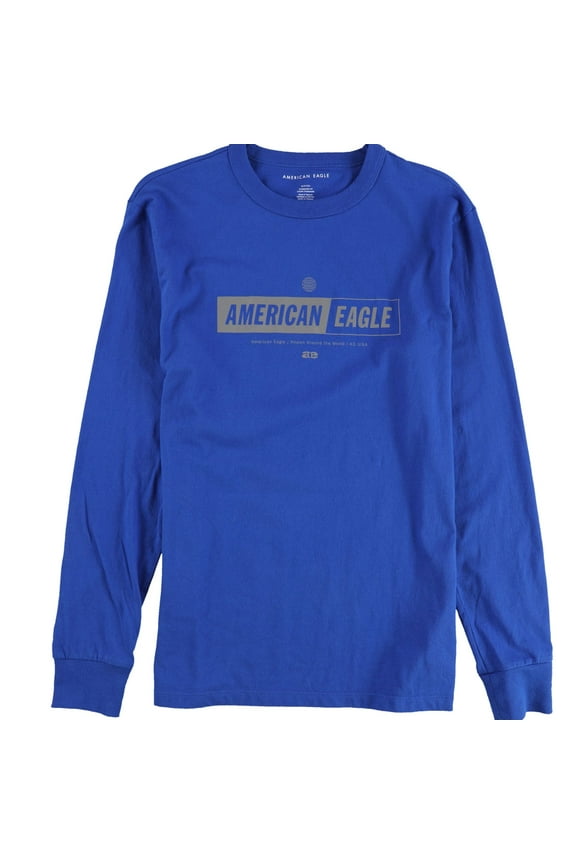 American Eagle Mens Known Around The World Graphic T-Shirt, Blue, Small