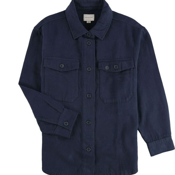 American Eagle Mens Solid Button Up Shirt, Blue, Small