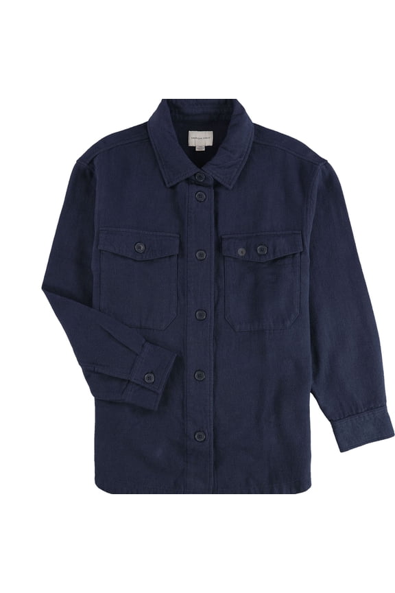 American Eagle Mens Solid Button Up Shirt, Blue, Small