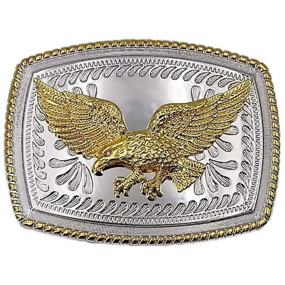 American Eagle Metal Belt Buckle Western Cowboy Silver Gold finish Patriotic