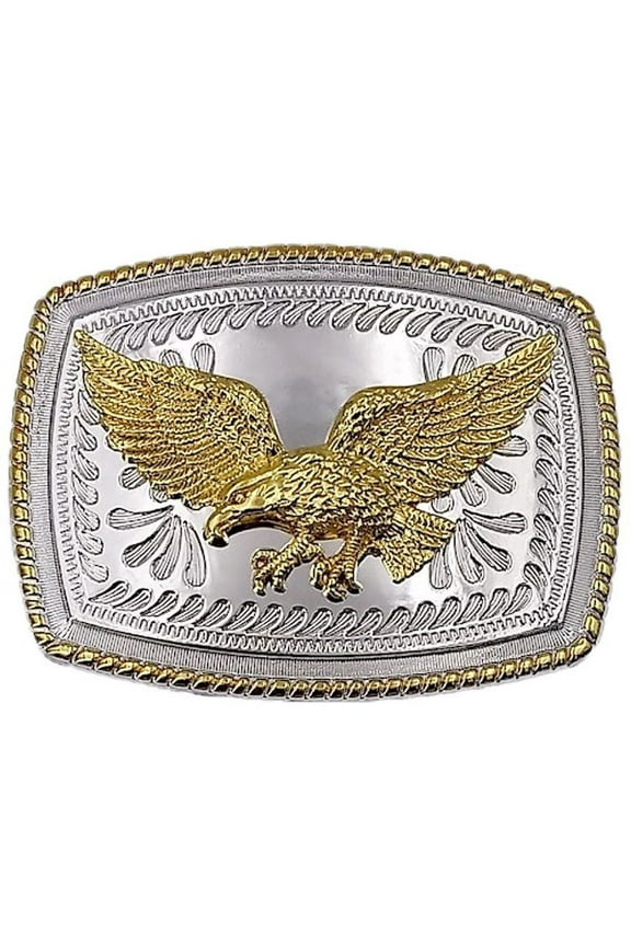 American Eagle Metal Belt Buckle Western Cowboy Silver Gold finish Patriotic