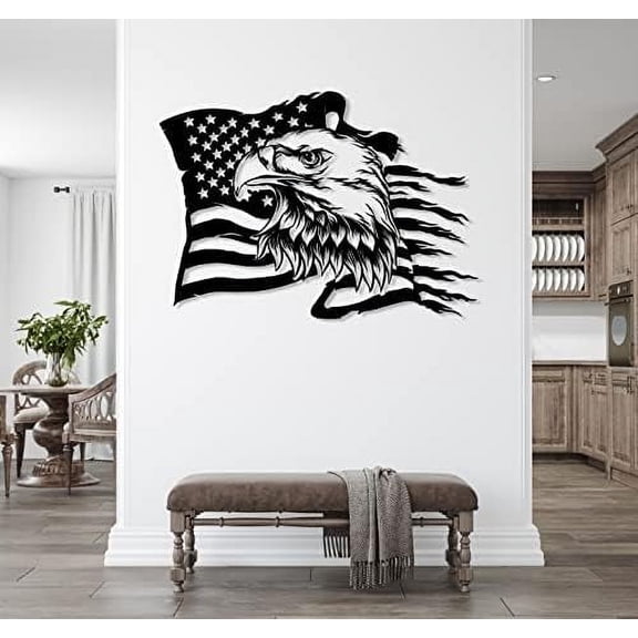 American Eagle Metal Wall Art, American Flag Wall Decor, US Large Eagle Wall Sign, Fourth of July Independence Day Flag,Patriotic Gift, Metal Flag Hanging (22.8 x 31.88 / 58 x 81 cm)$$Garden & Patio