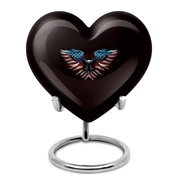 American Eagle Outdoor Urn for Cremation Heart Ashes - Memorial Urn For Adult Male & Female - Heart Urn - Mini Heart Shaped Urns (Size -3inch,1Pcs)