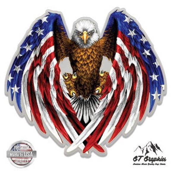 American Eagle Patriotic American Flag - 5" Vinyl Sticker - For Car Laptop I-Pad - Waterproof Decal