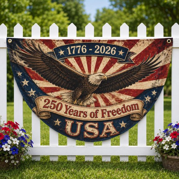 American Eagle Patriotic Flag Vintage Distressed Design Gift for Patriots and Veterans USA 250th Anniversary Celebration Decor Banner Garden
