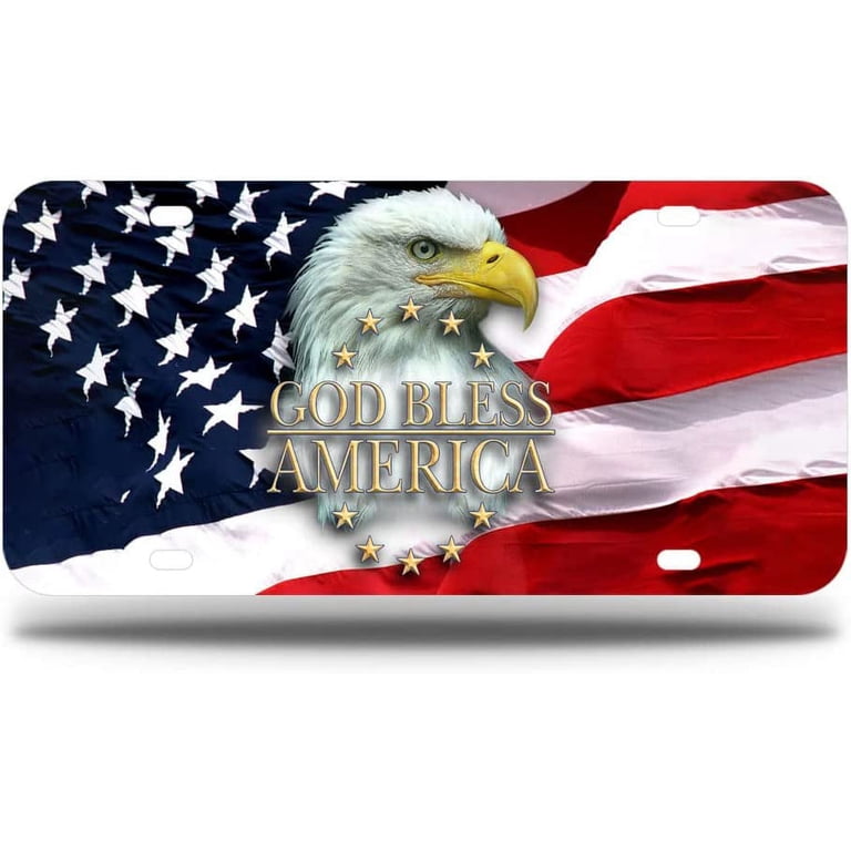 4 Hole Mounting Plate Mexican Eagle Flag License Plate Vanity Front Car Tag Diamond Etched America Uruguay License Plate