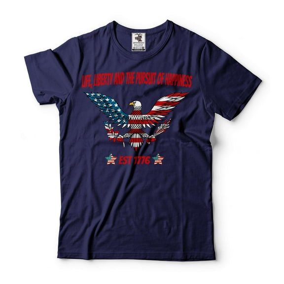 American Eagle Shirt Est 1776 Shirt Freedom Independence Shirt USA Flag Shirt Eagle Patriotic Tee (XX-Large Navy Blue)