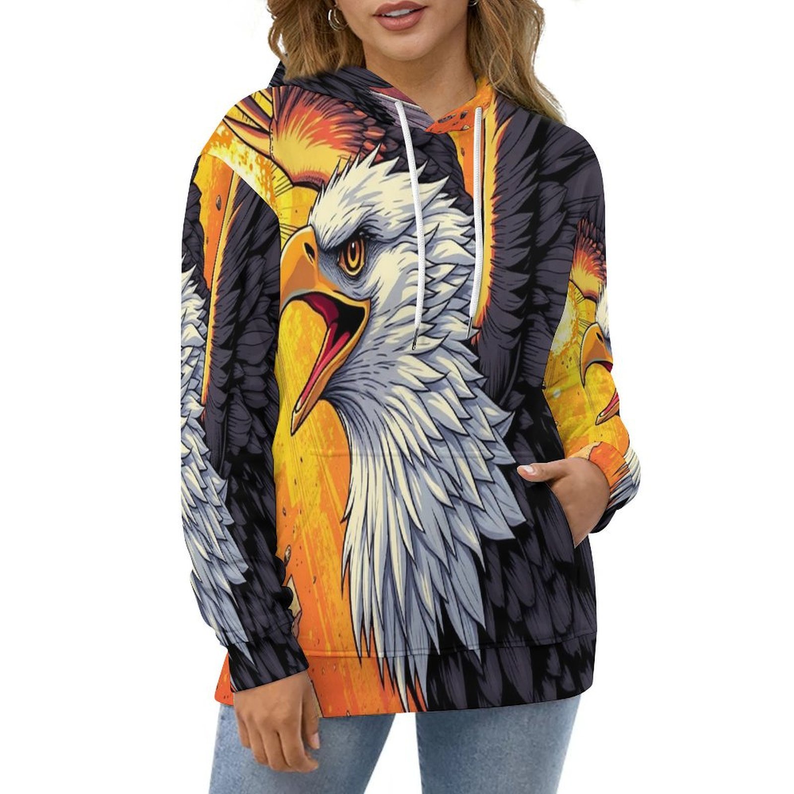 INSTANTARTS Women's Active Hoodies - Oversized Long Sleeve Pullover Hoodie With Kangaroo Pocket