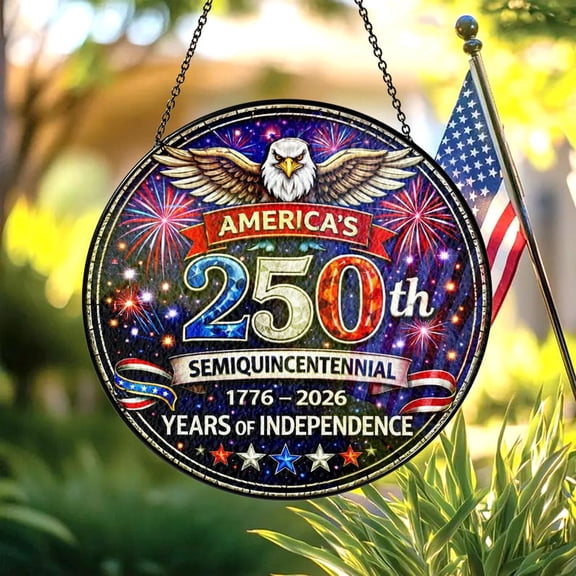 American Eagle Stain Glass Suncatcher, 250th Anniversary USA Window Hanging, 1776-2026 Commemorative, Veteran Day Gift, Patriotic Gift