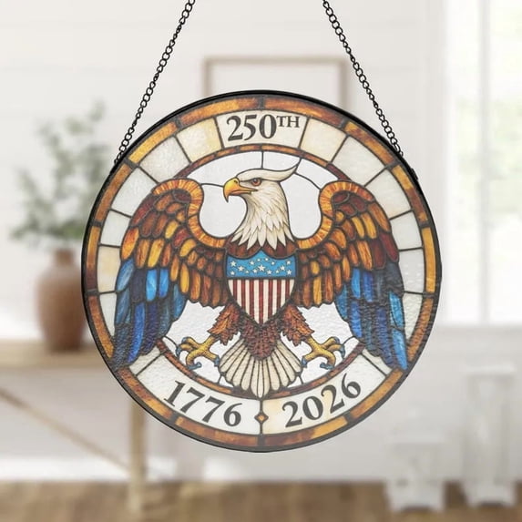 American Eagle Stained Glass Window Hanging Round Art Living Room Decor ...