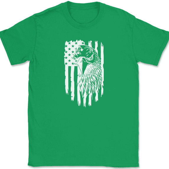American Eagle T-Shirt Flag USA America 4th of July Patriot Pride Graphic Tee - Green, M