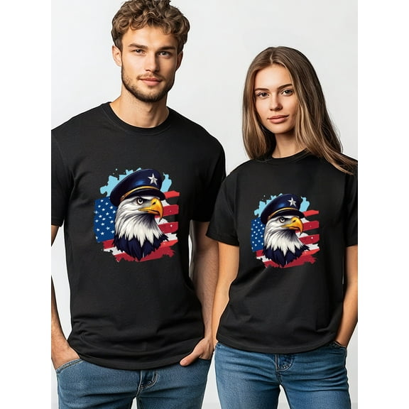 American Eagle T-shirt, Unisex Cotton T-shirt, Short-sleeved Crew Neck, Suitable for Sports Daily Sizes from S to 3XL