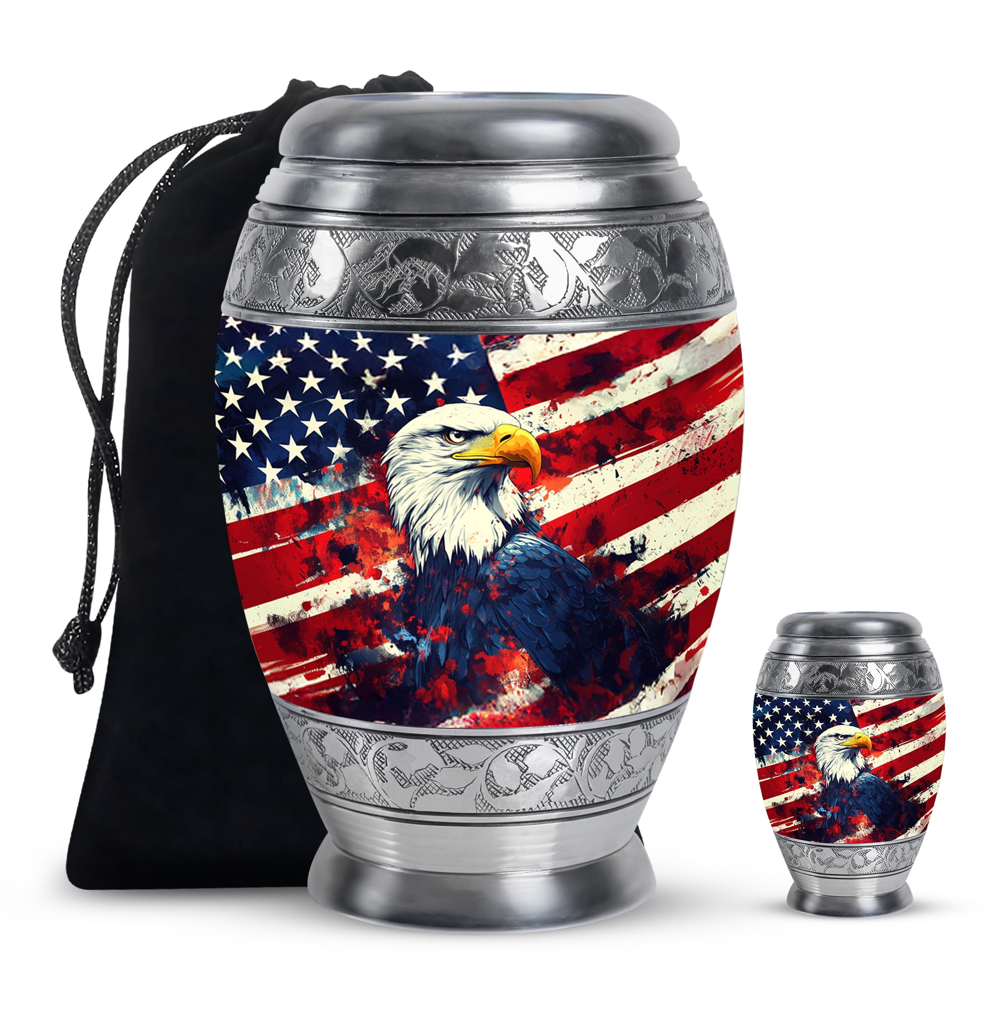 American Eagle Urn, Urns for babies Ashes, Urns for Human Ashes Adult Female, Large Human Urn, Human Urns for Ashes, Cremation Urns for men(Size - 10inch 1Pcs, 3inch 1Pcs)