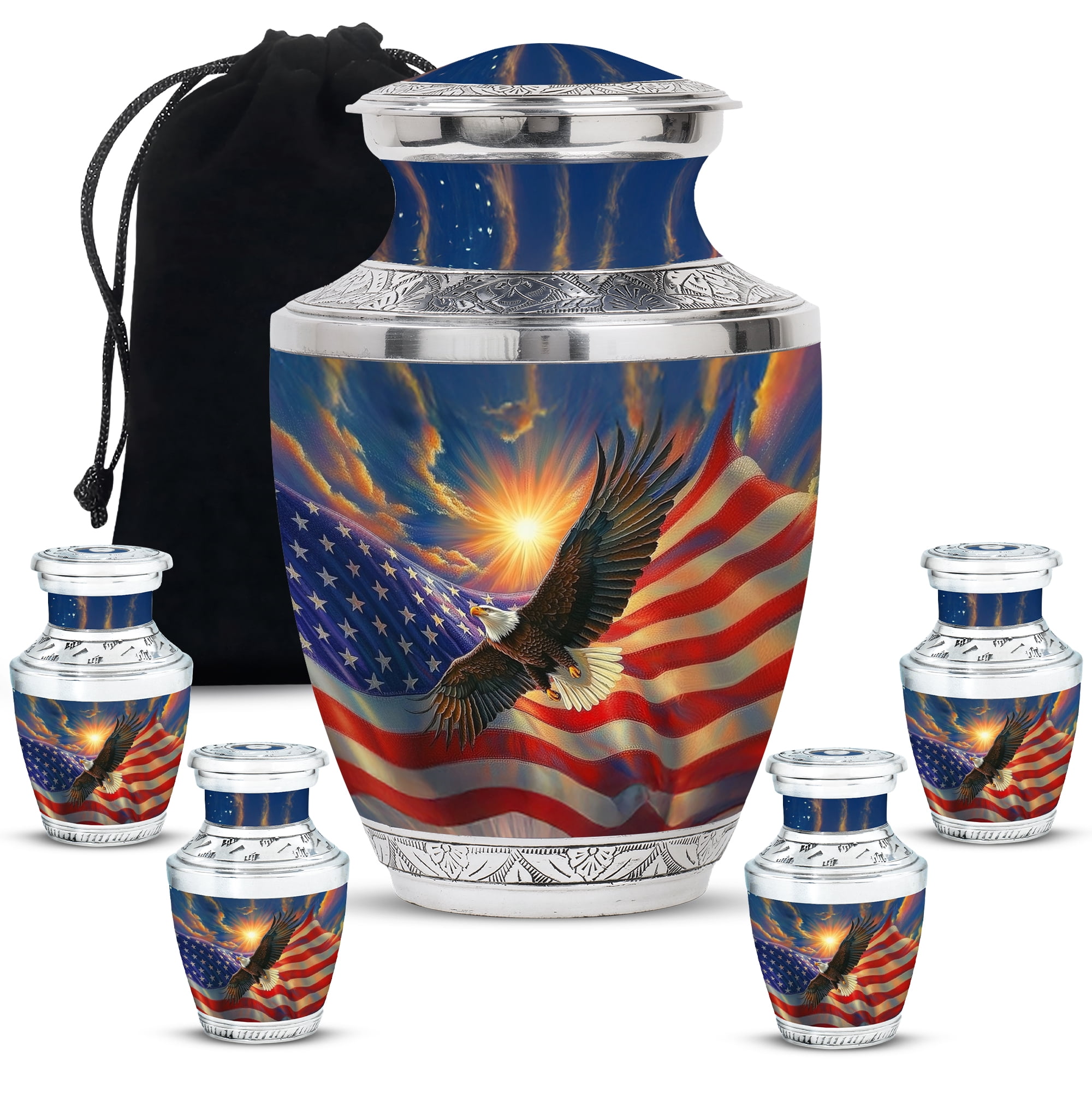 American Eagle Urn, funeral Urns for Ashes, Urns for Human Ashes Adult man, Keepsake Urns For Human Ashes, Small Urns for Ashes, Urn For Ashes For Women(Size - 10inch 1Pcs, 3inch 4Pcs)