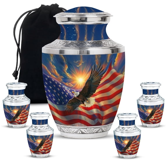 American Eagle Urn, funeral Urns for Ashes, Urns for Human Ashes Adult man, Keepsake Urns For Human Ashes, Small Urns for Ashes, Urn For Ashes For Women(Size - 10inch 1Pcs, 3inch 4Pcs)