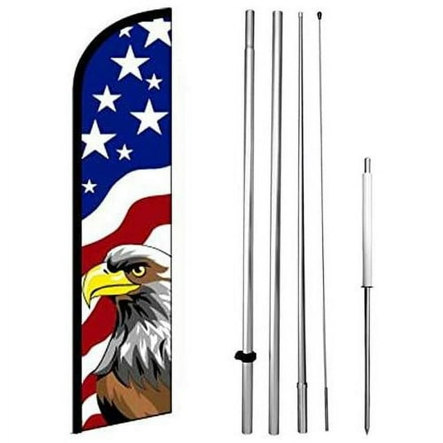 American Eagle Windless Feather Swooper Flag 15 Ft Tall Kit Patriotic ...