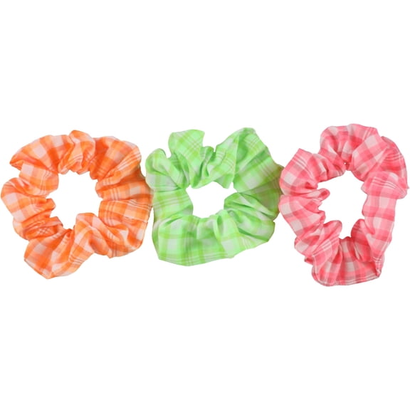 American Eagle Womens 3-Pack Bright Madras Print Hair Scrunchie, Multicoloured
