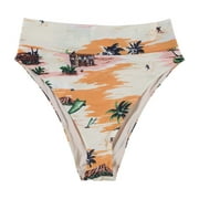 American Eagle Womens Aloha High Cut Cheeky Bikini Swim Bottom orangemulti L