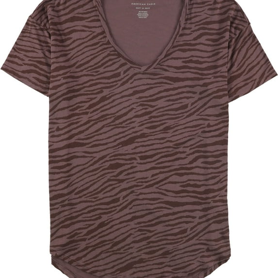 American Eagle Womens Animal Print Basic T-Shirt, Purple, Medium