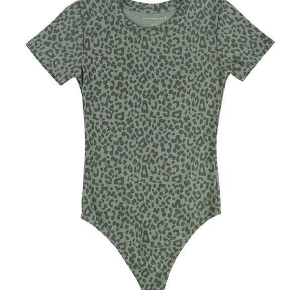 American Eagle Womens Animal Print Bodysuit Jumpsuit, Green, Small