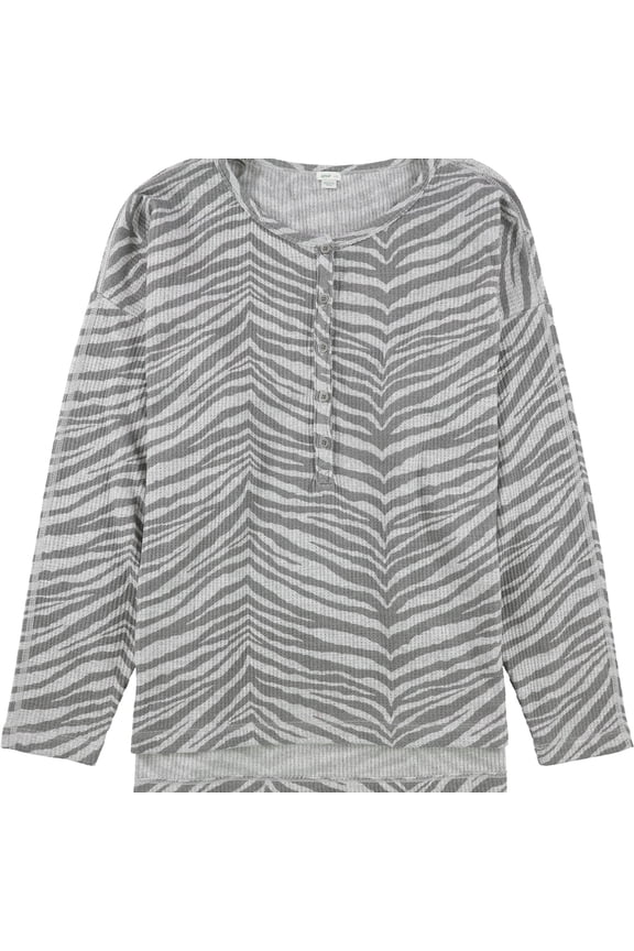 American Eagle Womens Animal Print Thermal Pajama Shirt, Grey, X-Small