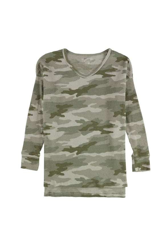 American Eagle Womens Camo Pullover Blouse, Green, Large