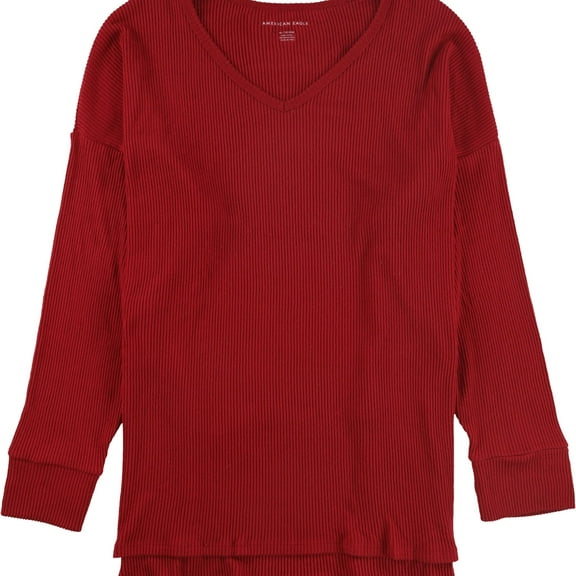 American Eagle Womens Camo Pullover Blouse, Red, Medium