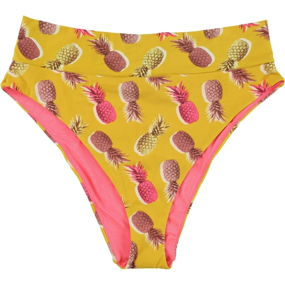 American Eagle Womens Cheeky Pineapples Bikini Swim Bottom, Yellow, Large