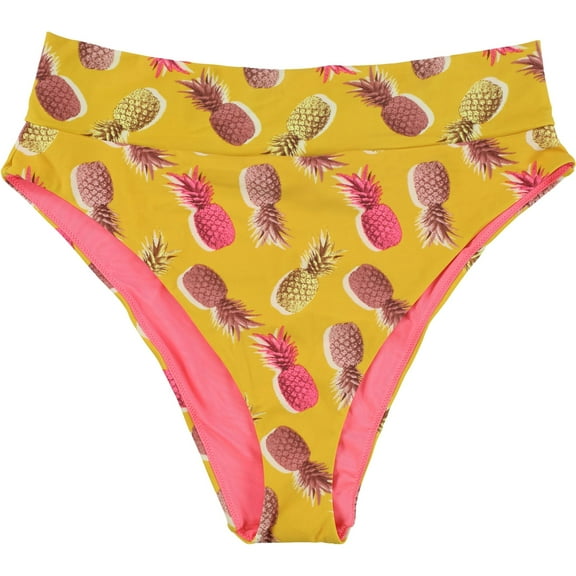 American Eagle Womens Cheeky Pineapples Bikini Swim Bottom, Yellow, Small