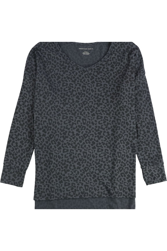 American Eagle Womens Cheetah Print Pullover Sweater, Grey, Small