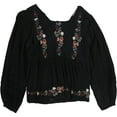 thumbnail image 1 of American Eagle Womens Floral Peasant Blouse, Black, Medium, 1 of 2