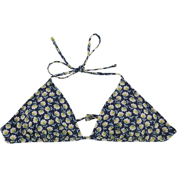 American Eagle Womens Floral Triangle Bikini Swim Top, Blue, Large