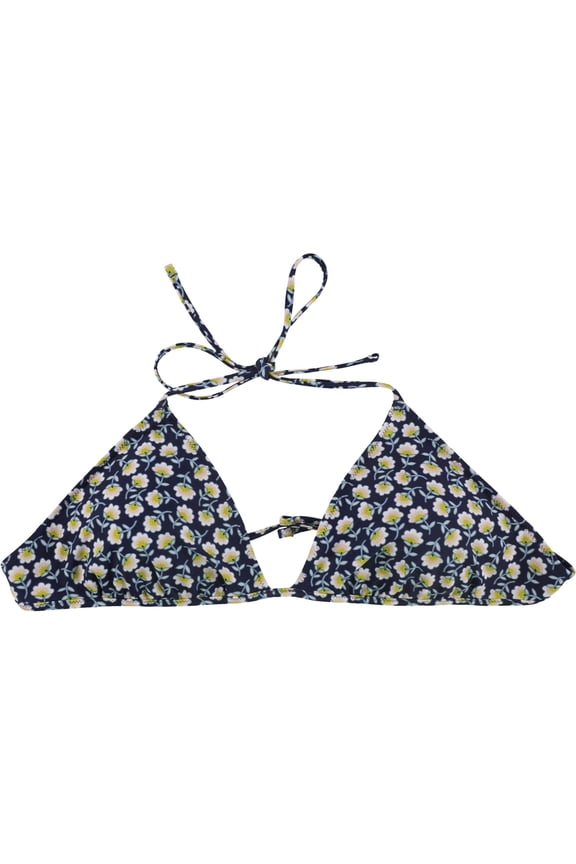 American Eagle Womens Floral Triangle Bikini Swim Top, Blue, Small