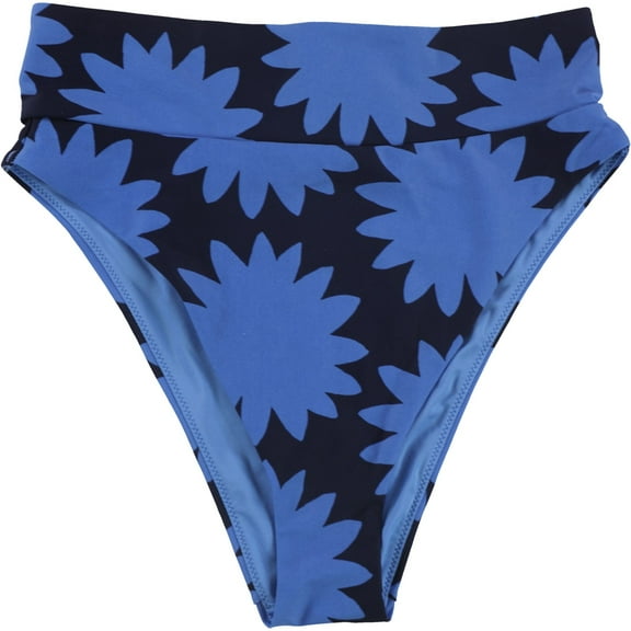 American Eagle Womens Flowers High Cut Cheeky Bikini Swim Bottom, Blue, Small