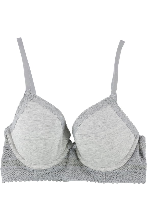 American Eagle Womens Lace Band Full Coverage Bra, Grey, 32C