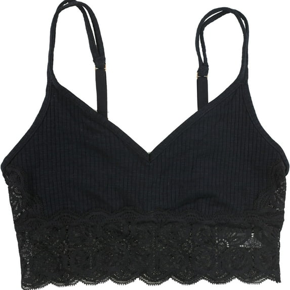 American Eagle Womens Lace Trim Bralette, Black, X-Small
