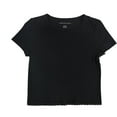 thumbnail image 1 of American Eagle Womens Lace Trimmed Basic T-Shirt, Black, Small, 1 of 2
