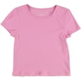 thumbnail image 1 of American Eagle Womens Lace Trimmed Basic T-Shirt, Pink, Small, 1 of 2